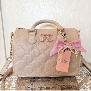 Juicy Couture Cream Satchel with Pink Bow